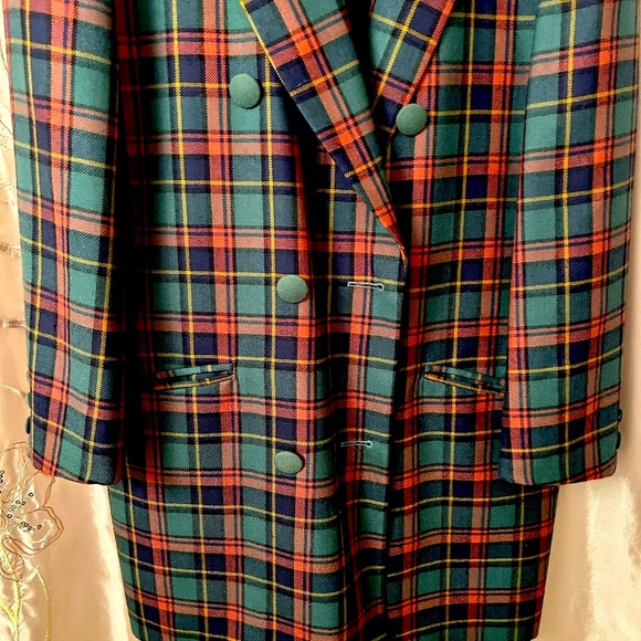 Vintage Plaid Pure Wool Blazer Women's - Picture 7 of 10